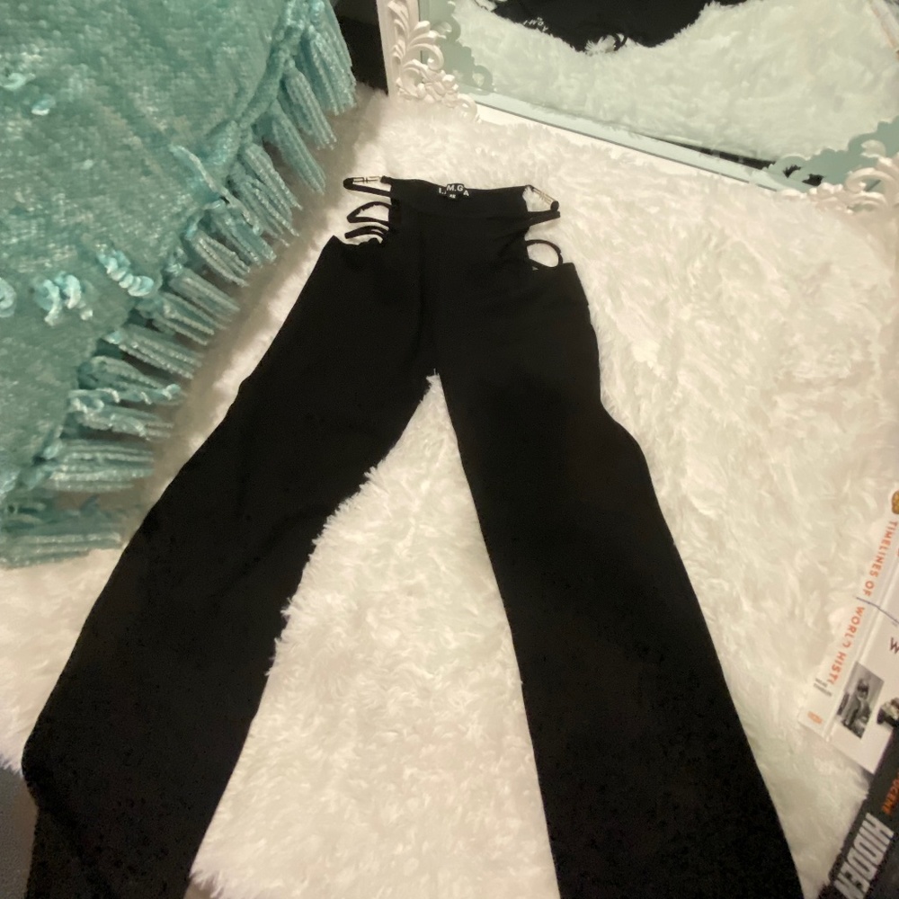 I Am Gia Black Cut Out Sexy Triple Strap Women’s Pants XS